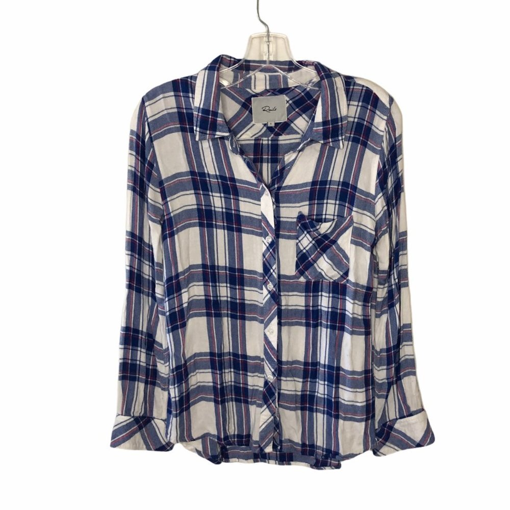Rails Hunter White Blue Raspberry Button Down Flannel Small Summer
